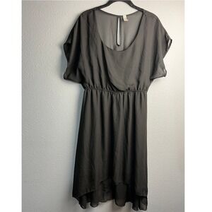 Ms Bella D Sm Black Chiffon Whimsigoth High-Low Dress Short Sleeve Elastic Waist